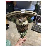 VTG OWL WALL SHELF, HAND-PAINTED CERAMIC, CORNER