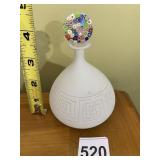 MURANO ART GLASS PERFUME BOTTLE, FROSTED WHITE,