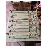 WROUGHT IRON DISPLAY STANDS W/ AMBER GLASS