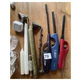 CANDLE LIGHTERS (3), CANDLE SNUFFERS (2),