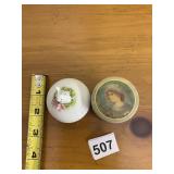 PORCELAIN TRINKET BOXES (2), ONE W/ RABBIT