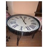 INDUSTRIAL STYLE ACCENT TABLE, METAL CLOCK FACE