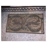 VTG WOVEN RUG W/ ANIMAL MOTIF, RECTANGULAR, BLACK