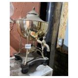 BRASS BEVERAGE DISPENSER W/ WOODEN BASE, FAUCET,