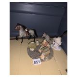 VTG PORCELAIN FIGURINES, INCLUDES HORSE W/ RIDER,