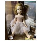 VTG COMPOSITION BALLERINA DOLL, PINK TULLE TUTU,