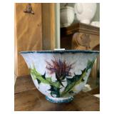 ITALIAN POTTERY BOWL, THISTLE MOTIF, HAND