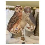 PR VTG OWL PRINT FABRIC PILLOWS, STUFFED, BIRD