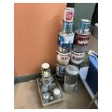 ASSORTED PAINT AND PRIMER CANS, VARIOUS BRANDS