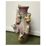 PORCELAIN VASE, PINK GROUND, APPLIED FIGURAL