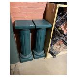 DECORATIVE COLUMN PEDESTALS, GREEN FINISH (2).