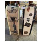 PR DECORATIVE WOOD WINE BOTTLE CARRIERS, HINGED