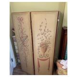 VTG TWO-PANEL FOLDING SCREEN, PAINTED FLORAL AND