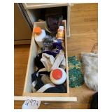 ASSORTED TEXTILES, FAUX FUR BAG, GREEN SATIN