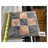 MARBLE CHESSBOARD, MULTICOLORED STONE TILES.
