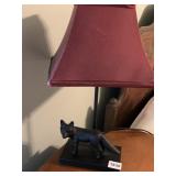 TABLE LAMP W/ CAST IRON FOX FIGURAL BASE,
