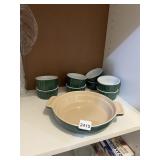 OLIVE & THYME PORCELAIN CASSEROLE DISH, (6) GREEN