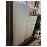 WHITE LAMINATE STORAGE CABINETS (2), TALL CABINET