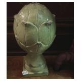 GLAZED CERAMIC ARTICHOKE GREEN FINISH.