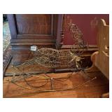 GOLD-TONE WIRE RABBIT FIGURINE, ROCKING BASE,