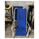 FOLDING CHAIRS (2), BLUE CANVAS SEATS, WHITE