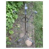 WROUGHT IRON PLANT STAND, TRIPOD BASE, SCROLLED