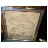 IKKI MATSUMOTO PRINT, MUSHROOM MOTIF, SIGNED,