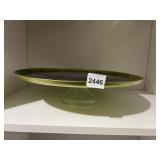 VTG GREEN AND PURPLE EMBOSSED GLASS CAKE STANDS