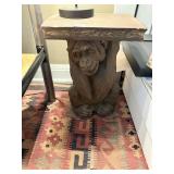 MONKEY FIGURAL SIDE TABLE, BOOK-SHAPED TOP, RESIN