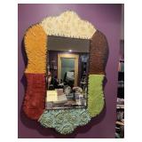 DECORATIVE WALL MIRROR, MULTICOLORED EMBOSSED