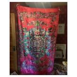 VINTAGE FLORAL VELVET THROW, VIBRANT PINK GROUND