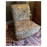 LEOPARD PRINT UPHOLSTERED SLIPPER CHAIR, WOOD
