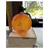 SILVESTRI GLASS PUMPKIN CANDLE, ORANGE FROSTED