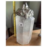 ARTHUR COURT GLASS CANISTER W/ METAL GRAPE LID,