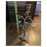 ANTHROPOLOGIE METAL CANDLE HOLDER, FLORAL MOTIF,