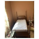 WOODEN FOUR-POSTER TWIN BED FRAME, TURNED POSTS,