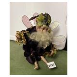 VTG STYLE FAIRY FIGURINE, GRAPE THEMED, VELVET
