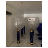 ART GLASS WINE GLASSES, FROSTED BOWLS, COBALT