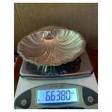STERLING SILVER SHELL DISH, SCALLOPED EDGE. 6.638