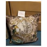 DECORATIVE THROW PILLOW, PARROT AND ORNATE
