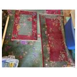 VTG CHINESE WOOL RUGS, FLORAL MOTIF, RED AND