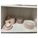 PINK PORCELAIN TEA SERVICE, SWIRL PATTERN,