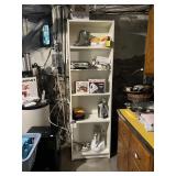 WHITE LAMINATE SHELF UNIT, NO CONTENTS.