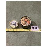 VTG DECORATIVE TRINKET BOXES, ONE W/ OWL AND CAT