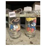 SMURF DRINKING GLASSES (2), 1982 WALLACE BERRIE &