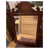 VTG STYLE WALL MIRROR, MAHOGANY FINISH, SCROLL