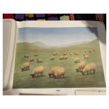 VTG PRINT, SHEEP IN LANDSCAPE, SIGNED, TITLED