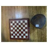 MARBLE CHESSBOARD W/ HAND-CARVED STONE CHESS