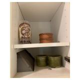 JAXTON JAPAN CERAMIC JARS, KENTUCKY DERBY GLASS,