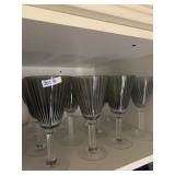 SMOKY GREY GLASS GOBLETS, VERTICAL WHITE STRIPE